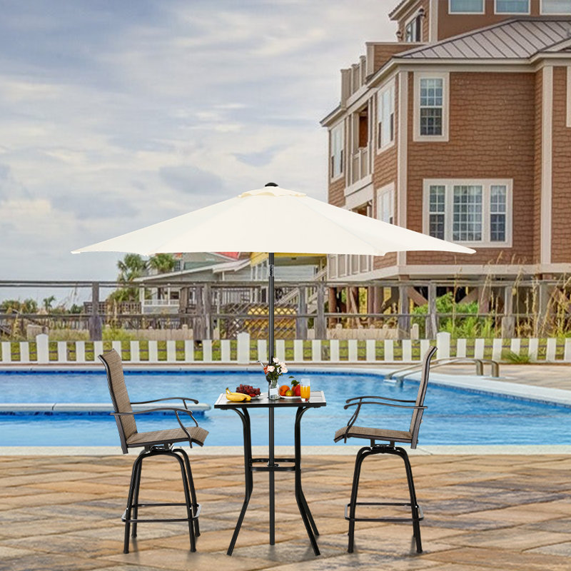 17 Stories Outdoor Patio Bar Height Table Square Metal Bistro Table
